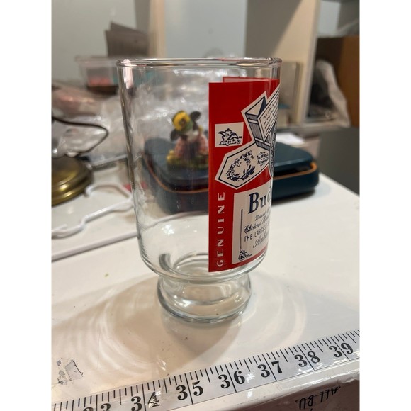 Vintage Budweiser Beer Logo 12oz Footed Drinking Glass Tumbler #I22 - Picture 4 of 9
